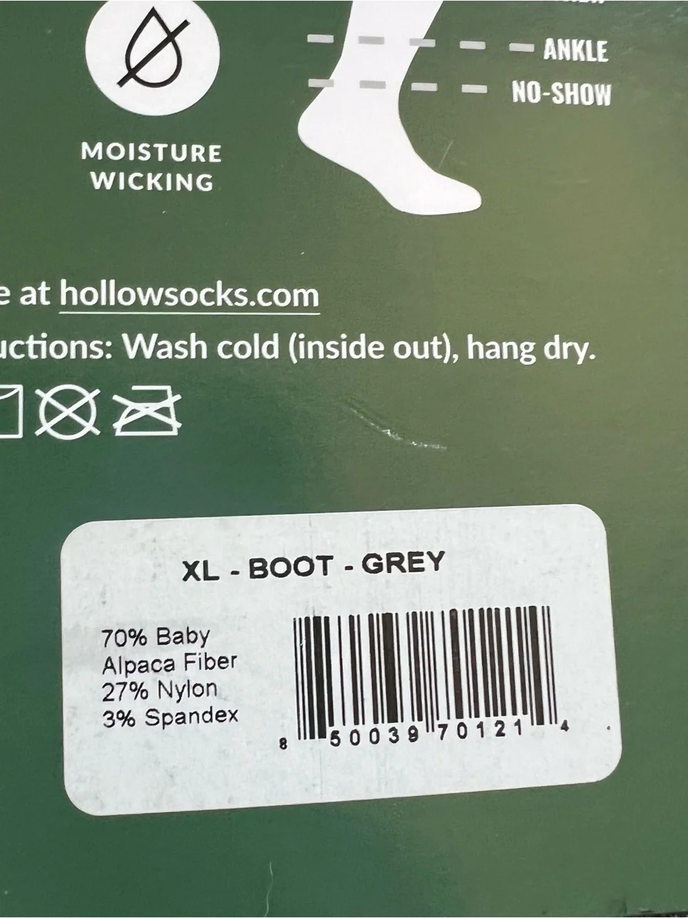 Hollow Alpaca Socks Boot Lot of 3 Pair Grey Black Size XL
